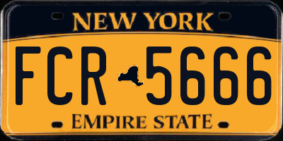 NY license plate FCR5666