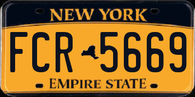 NY license plate FCR5669
