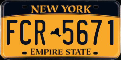 NY license plate FCR5671