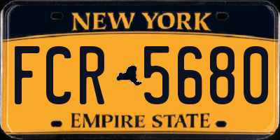 NY license plate FCR5680