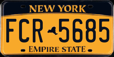 NY license plate FCR5685