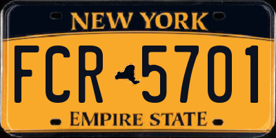 NY license plate FCR5701