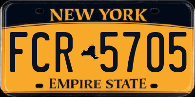 NY license plate FCR5705