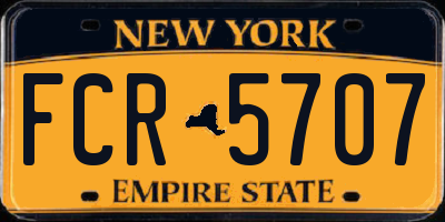 NY license plate FCR5707