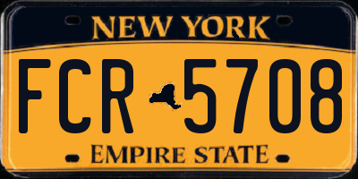 NY license plate FCR5708
