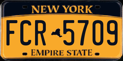 NY license plate FCR5709