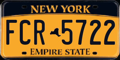 NY license plate FCR5722