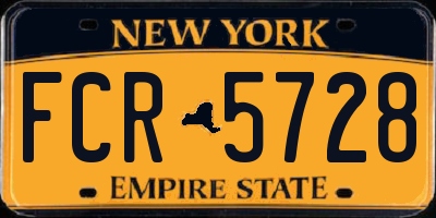 NY license plate FCR5728
