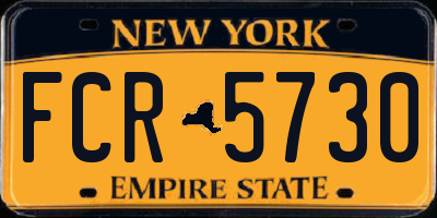 NY license plate FCR5730