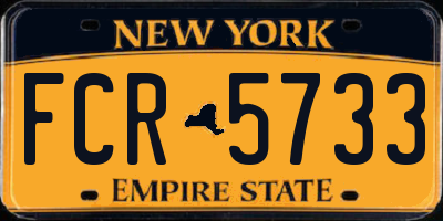 NY license plate FCR5733
