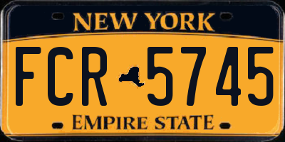 NY license plate FCR5745