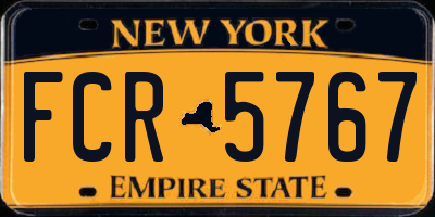 NY license plate FCR5767