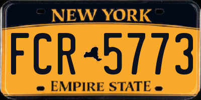 NY license plate FCR5773