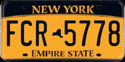 NY license plate FCR5778