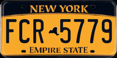 NY license plate FCR5779