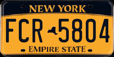 NY license plate FCR5804