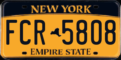 NY license plate FCR5808