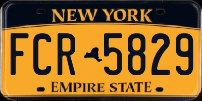 NY license plate FCR5829