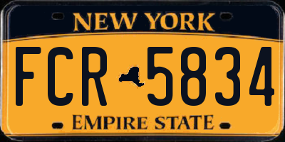 NY license plate FCR5834
