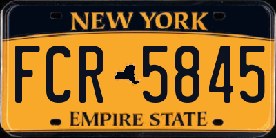 NY license plate FCR5845