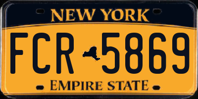 NY license plate FCR5869