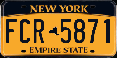 NY license plate FCR5871