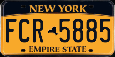 NY license plate FCR5885