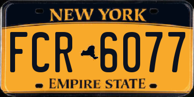 NY license plate FCR6077