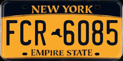 NY license plate FCR6085
