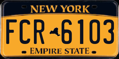 NY license plate FCR6103