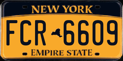 NY license plate FCR6609