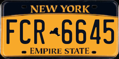 NY license plate FCR6645