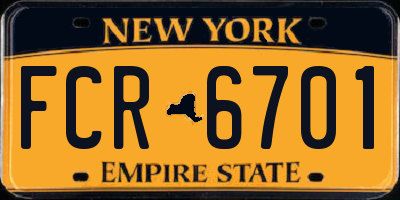 NY license plate FCR6701