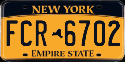 NY license plate FCR6702