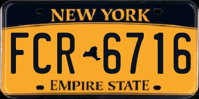 NY license plate FCR6716