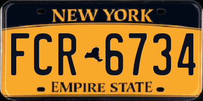 NY license plate FCR6734