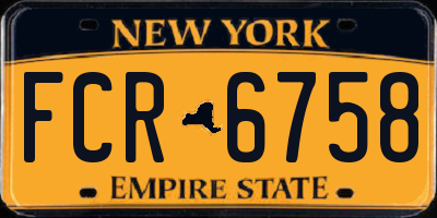 NY license plate FCR6758