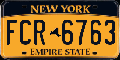 NY license plate FCR6763