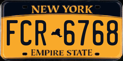 NY license plate FCR6768