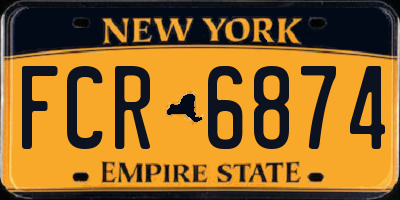 NY license plate FCR6874