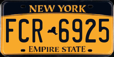 NY license plate FCR6925