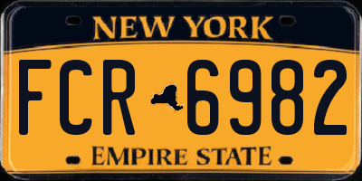 NY license plate FCR6982