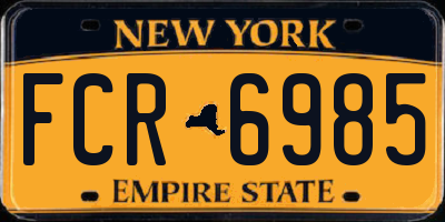 NY license plate FCR6985
