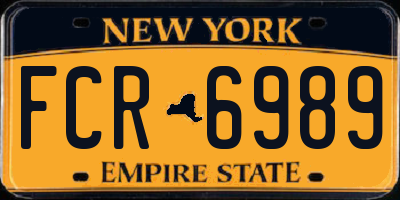 NY license plate FCR6989