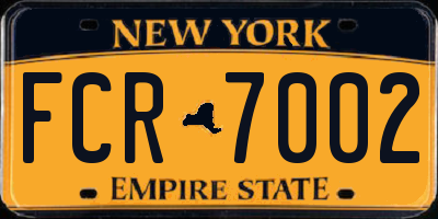 NY license plate FCR7002