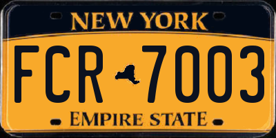 NY license plate FCR7003