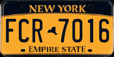 NY license plate FCR7016