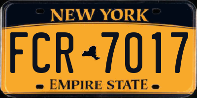 NY license plate FCR7017