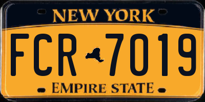 NY license plate FCR7019