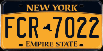 NY license plate FCR7022